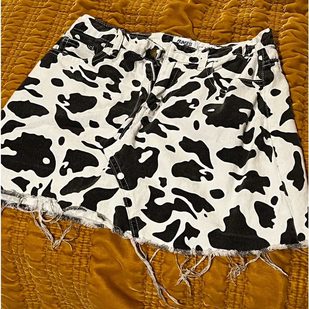 Princess Polly Cowprint Denim Skirt
